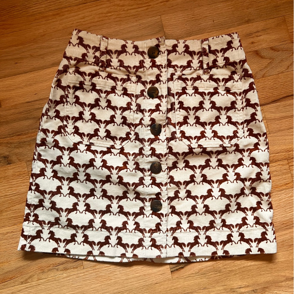 NWOT Anthropologie Maeve Colette Mini Skirt - Horse Motif